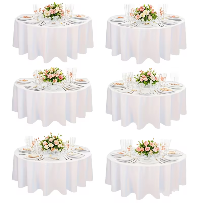 Lot de 6 nappes rondes en polyester lavable