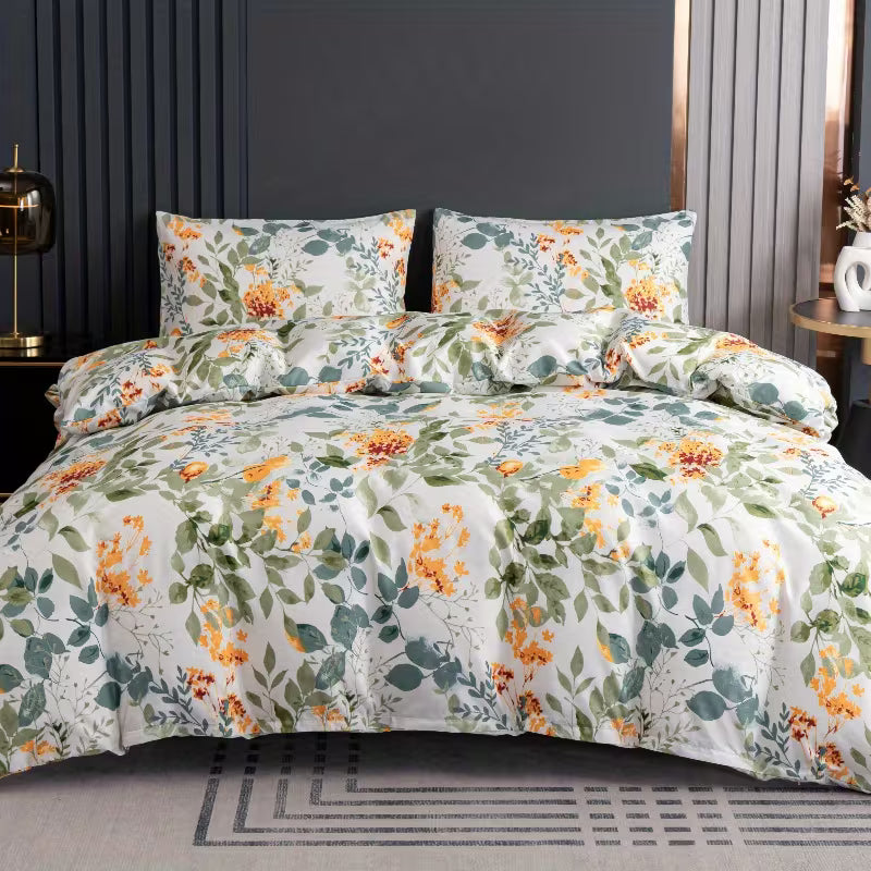 1 housse de couette imprimée élégante, haute qualité, tissu flanelle luxueux, motif floral doux pour la peau, convient pour la maison, la chambre, le dortoir ou l'hôtel (une housse de couette). Ne comprend pas de taie d'oreiller.