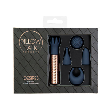 Pillow Talk Secrets Desires 6-Piece Silicone Mini Massager Set Navy-0