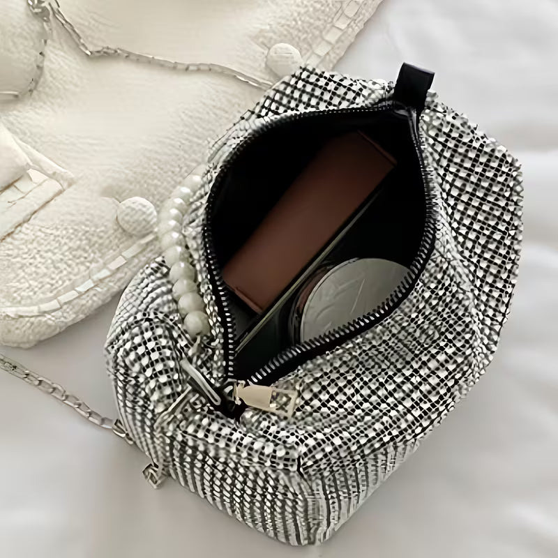 1pc Sac Bandoulière pour Femme avec Strass et Ornementations - Noir avec Sangle de Chaîne Réglable, Sac à Épaule/Multi-Usage pour Occasions, Décontractées et Formelles, Petit Sac Bandoulière