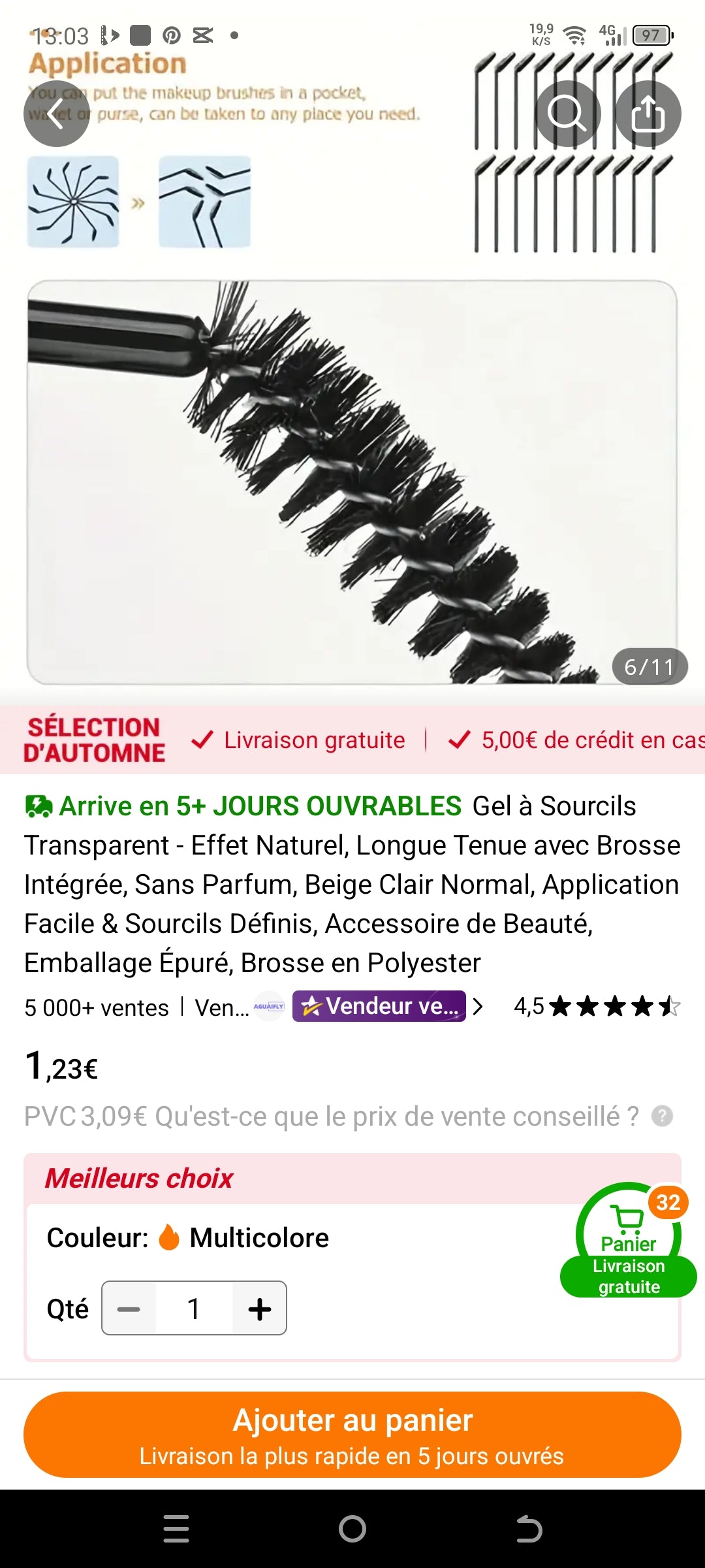 Gel à sourcils transparent , effet naturel sans parfum, tenue longue durée, fixation imminente , facile à appliquer avec brosse comprise
