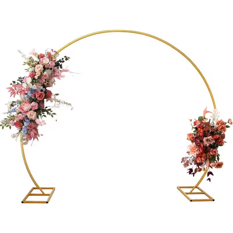 Arche de fleurs et ballons – Support rond doré
