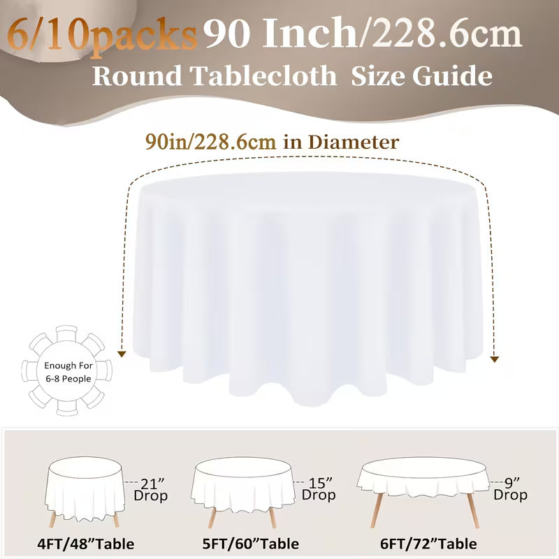 Lot de 6 nappes rondes en polyester lavable