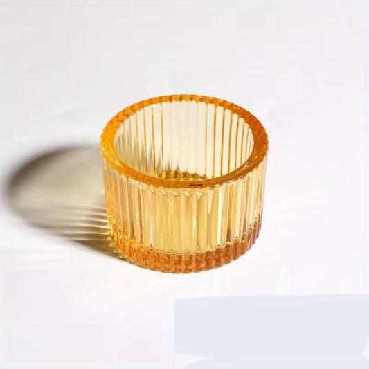 Porte-bougies en verre à stries verticales – Finition polie