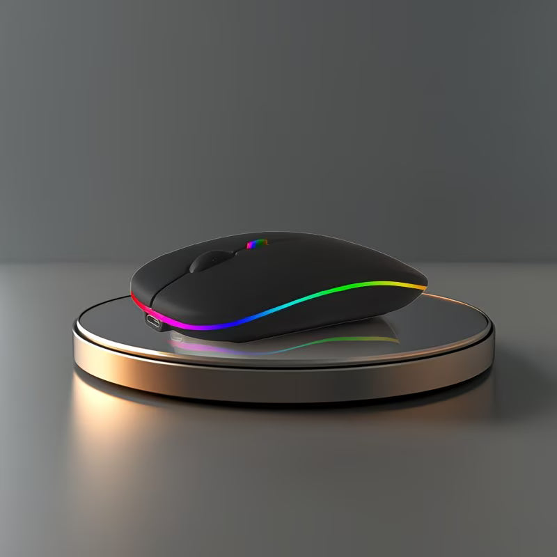 Souris à chargement sans fil avec LED RGB, conception USB optique silencieuse, compatible avec les PC et les ordinateurs portables, rechargeable et ergonomique, avec RGB rétroéclairé, idéale pour les ordinateurs et les ordinateurs portables