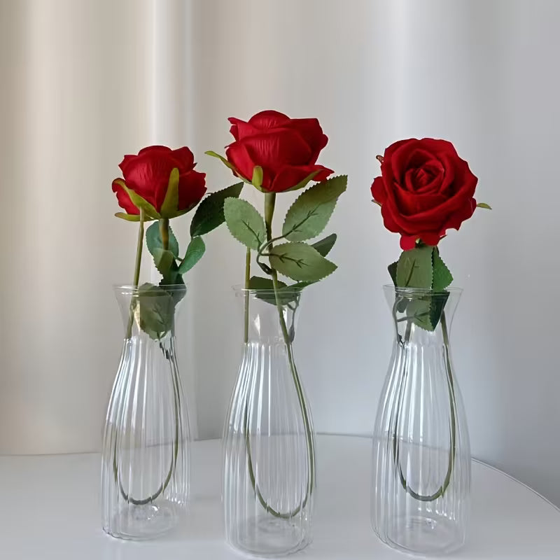 Vases rayés en plastique transparent – Lot pour arrangements floraux