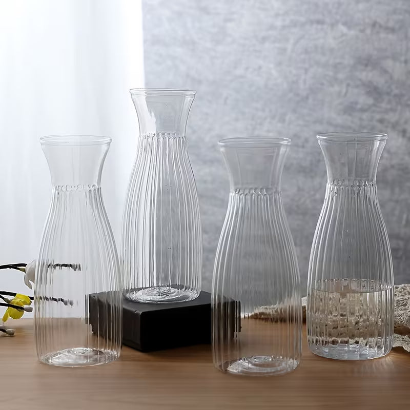 Vases rayés en plastique transparent – Lot pour arrangements floraux