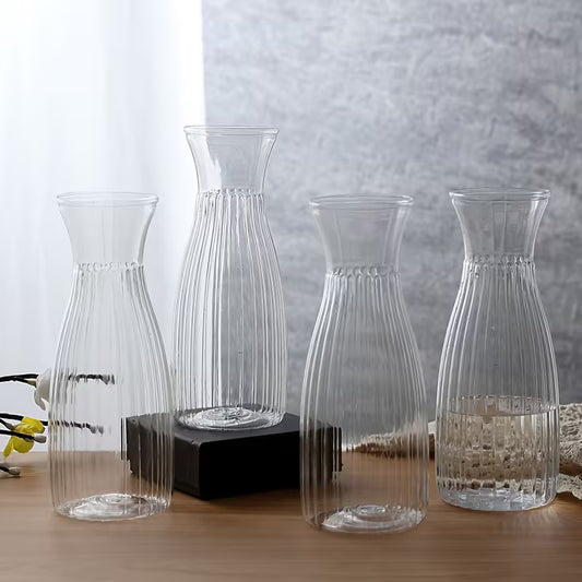 Vases rayés en plastique transparent – Lot pour arrangements floraux